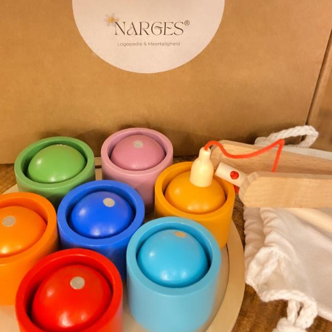 Narges®|Het magnetisch houten regenboog ballen speelgoed