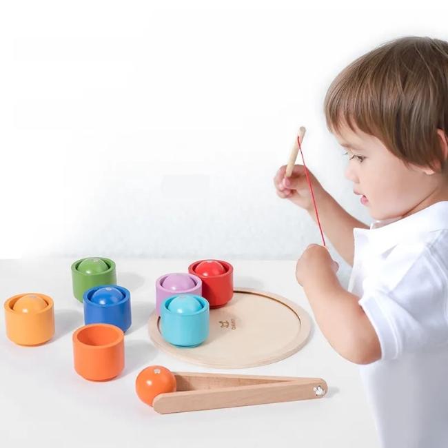 Narges®|Het magnetisch houten regenboog ballen speelgoed