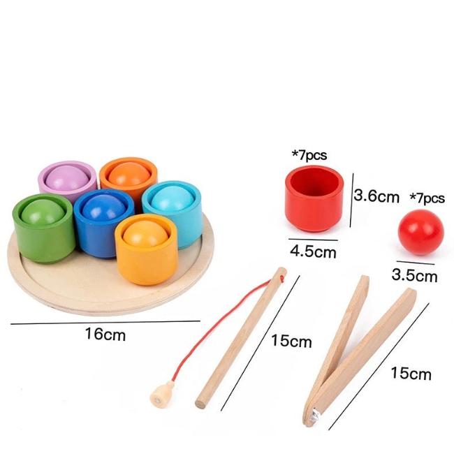Narges®|Het magnetisch houten regenboog ballen speelgoed