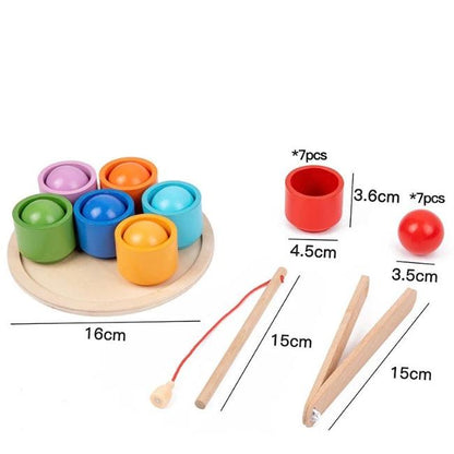 Narges®|Het magnetisch houten regenboog ballen speelgoed