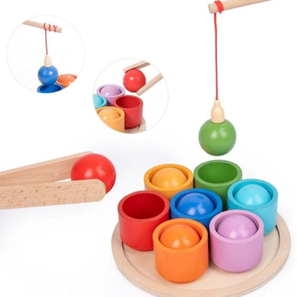 Narges®|Het magnetisch houten regenboog ballen speelgoed
