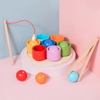 Narges®|Het magnetisch houten regenboog ballen speelgoed